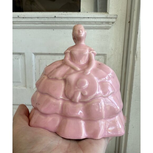 Vintage 50's Art Pottery Pink Victorian Southern Belle Lady Planter Vase - Picture 9 of 9